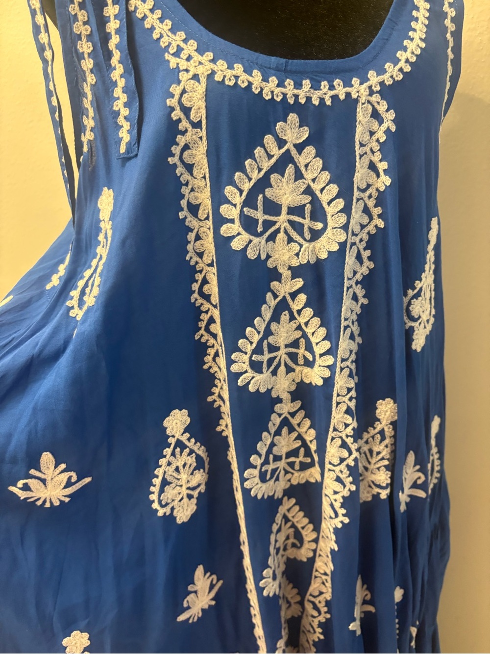 PRANELLA Blue Embroidered Tie-Shoulder Maxi Dress - Picture 6 of 12